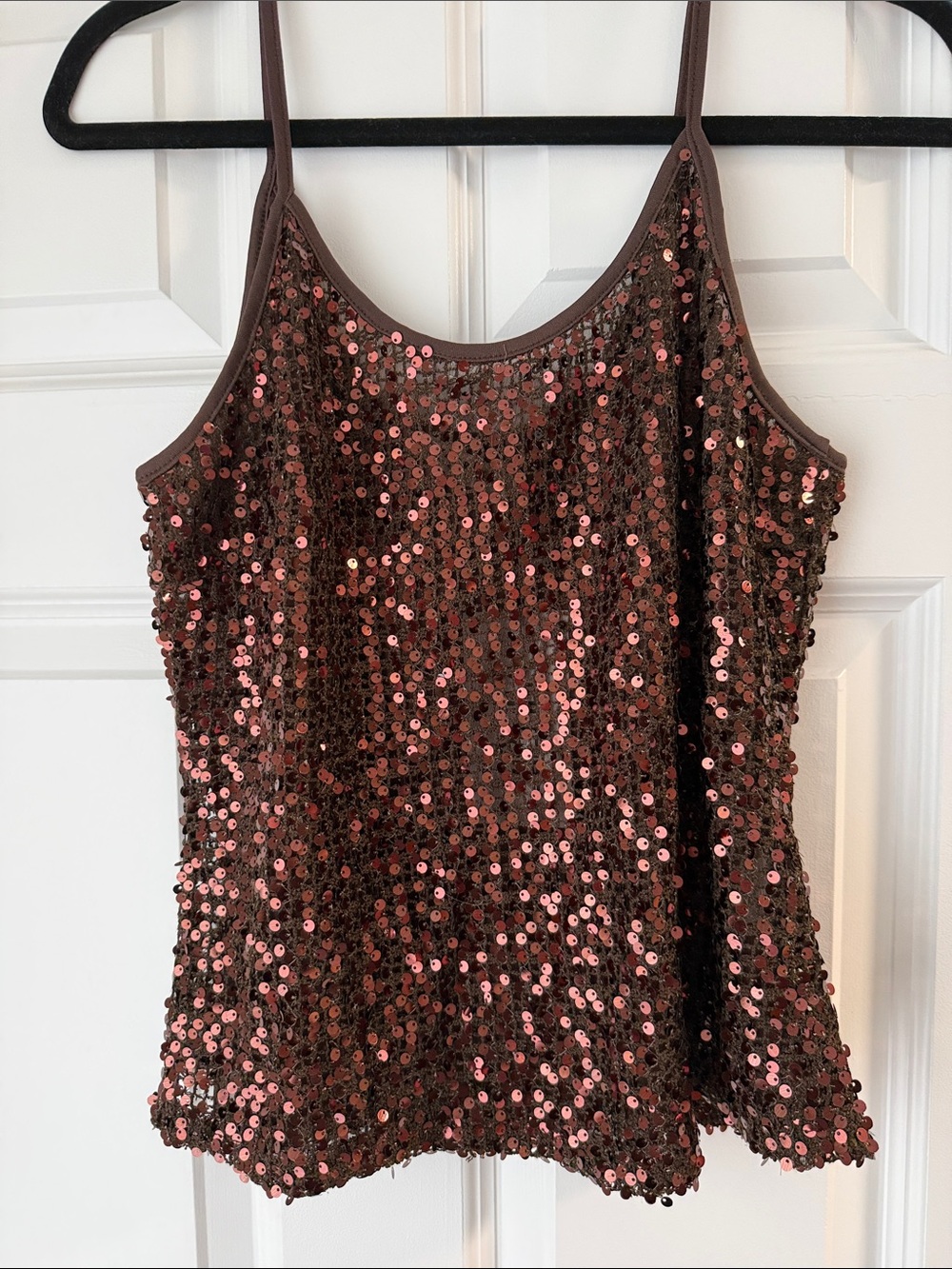 12th Tribe Brown Sequin Camisole Tank Top